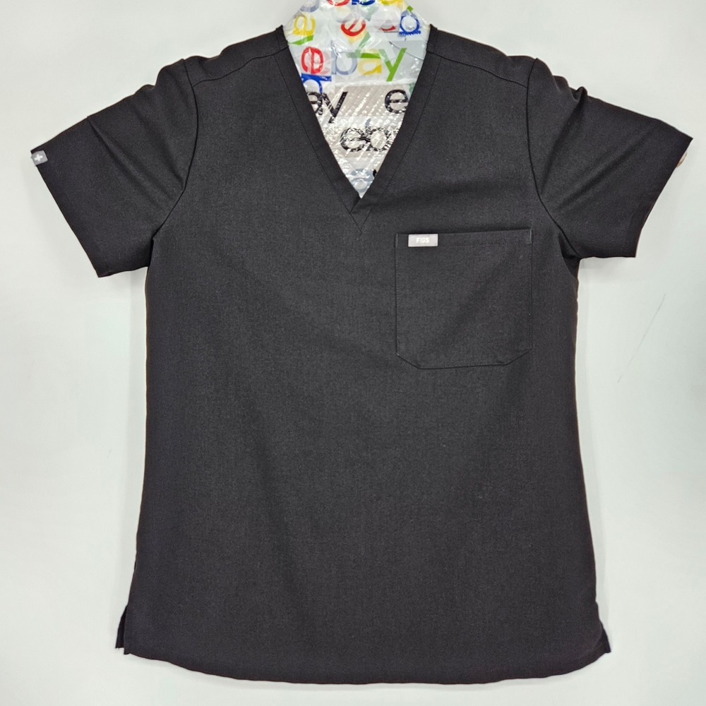 Figs Scrub Top Womens Small Black Catarina One Pocket Healthcare Nurses Uniforms